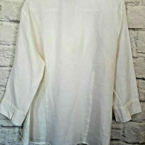 Style & Co White Linen Gold Tunic Cover Up Top - Picture 4 of 6